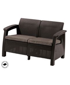 KETER CORFU LOVE SEAT kétszemélyes polyrattan kerti kanapé - barna