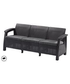 KETER Corfu love seat max háromszemélyes polyrattan kerti kanapé - grafit