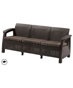 KETER Corfu love seat max háromszemélyes polyrattan kerti kanapé - barna