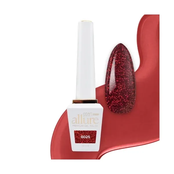 Allure G025 Ruby prémium piros csillámos effekt gél lakk 10ml