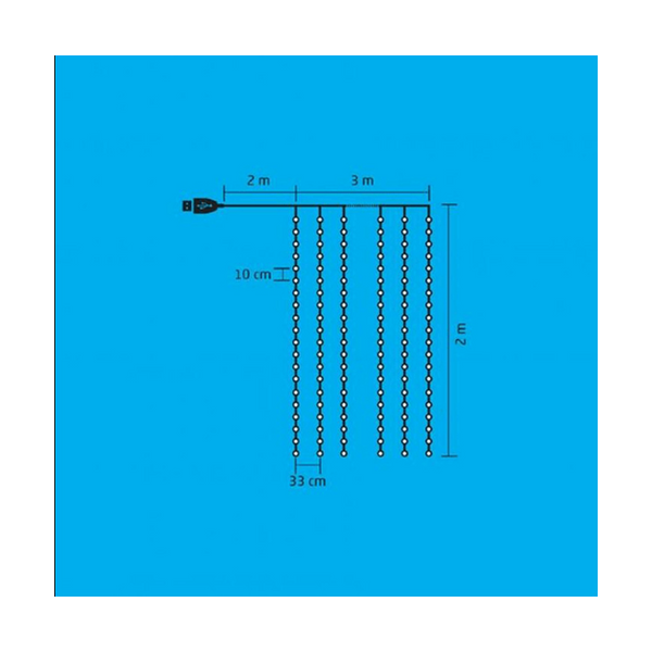 Home MLF 200/WW Micro led-es fényfüggöny, beltéri, 3x2m, 10 füzér / 20led, melegfehér, 8pr.